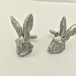 Hare Head made from fine English pewter cuff link or tie slide or the set or stick pin codea73 cuffs cufflink