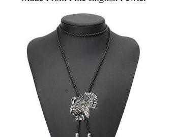 Pewter Turkey  Necklace Western Cowboy Necktie Bola Bolo Tie codeb17 unisex line dancing cowboy Wild West bird of prey