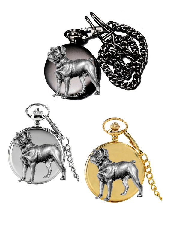 Pewter Dog Emblem Polished Black / Silver Gold Case Men Pocket