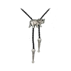 Pewter Triceratops  Necklace Western Cowboy Necktie Bola Bolo Tie coder226 unisex line dancing cowboy Wild West