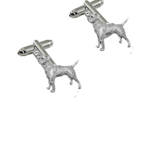 Border Terrier made from fine English pewter cuff link or tie slide or the set or stick pin code d02