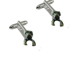 boxer dog made from fine English pewter cuff link or tie slide or the set or stick pin codeTGNEW