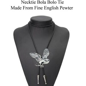 Pewter Flying Barn Owl Necklace Western Cowboy Necktie Bola Bolo Tie codeb19 unisex line dancing cowboy Wild West bird of prey