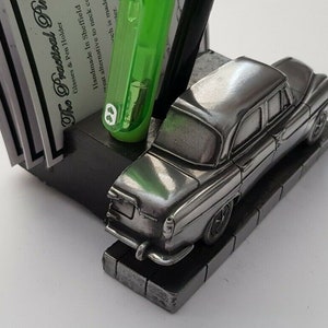 Britisches Auto P5 Saloon Pewter Effect Auto Visitenkarten & STIFT Stiftehalter NEU Handmade In Sheffield