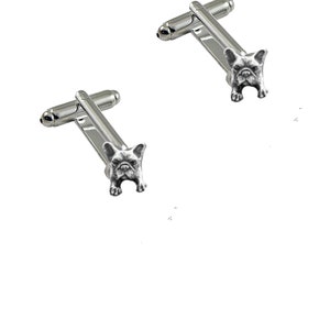 French Bulldog dog with paws made from fine English pewter cuff link or tie slide or the set or stick pin codeTGNEW