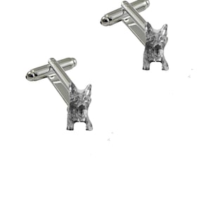 Alsatian dog with paws made from fine English pewter cuff link or tie slide or the set or stick pin codeTGNEW