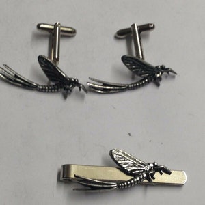 Mayfly  made from fine English pewter cuff link or tie slide or the set or stick pin codec20
