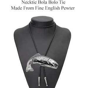 Pewter TROUT  Necklace Western Cowboy Necktie Bola Bolo Tie code f1 unisex line dancing cowboy Wild West fish
