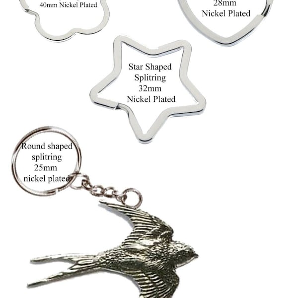 Swallow  on a split ring keying in 4 style Star Flower round Heart gift jewellery bag charm keys codeb25