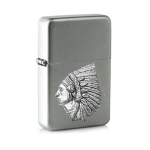 w05 Indian chief on a windproof Flip Top Petrol star brand Lighter Refillable codef46 silver black red gold green colour choice