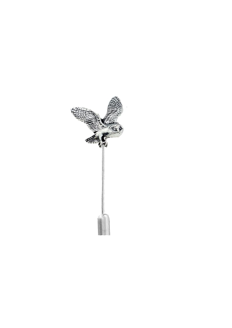Barn Owl on a 3 7.5cm Kilt Pin Scarf Brooch with English Pewter Emblem or Stunning stick pin with end connector refb19 bird
