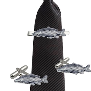 Common Carp   made from fine English pewter cuff link or tie slide or the set or stick pin code  code F35