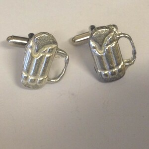 Stein Of Beer  made from fine English pewter cuff link or tie slide or the set or stick pin codeFT75
