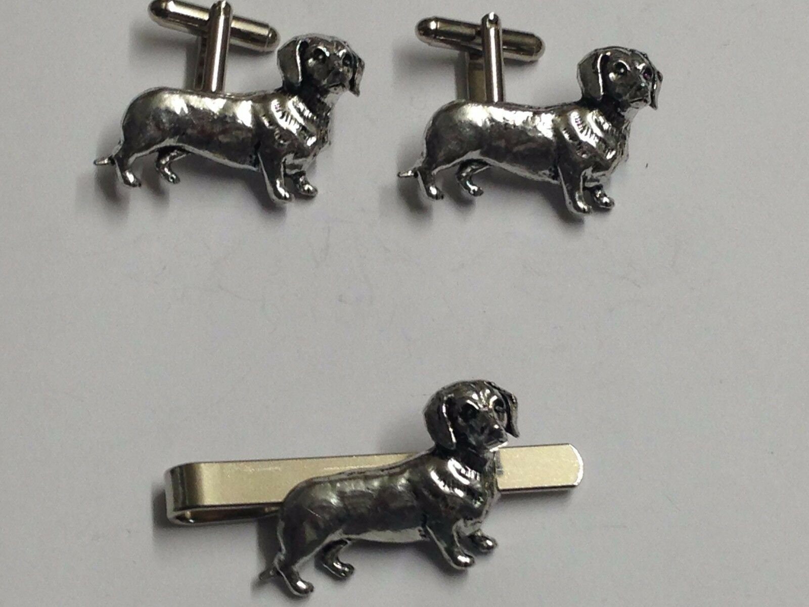 Dachshund  dog made from fine English pewter cuff link or tie slide or the set or stick pin code d12 dog
