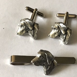 Sm Labrador’s Head made from fine English pewter cuff link or tie slide or the set or stick pin codea23