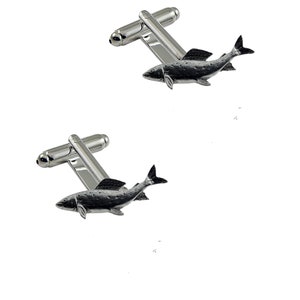 Grayling fish made from fine English pewter cuff link or tie slide or the set or stick pin code  F8
