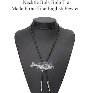 Pewter Large Perch  Necklace Western Cowboy Necktie Bola Bolo Tie code F34 unisex line dancing cowboy Wild West fish