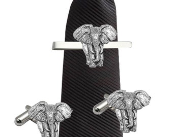 Elephant  made from fine English pewter cuff link or tie slide or the set or stick pin code  codeppa01