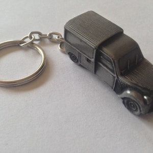 classic French car pewter effect 2CV Van ref44 car keyring  or pin badge classic car