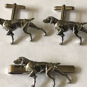 Pointer Dog  made from fine English pewter cuff link or tie slide or the set or stick pin codea30