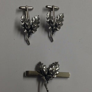 Oak Leaves made from fine English pewter cuff link or tie slide or the set or stick pin codec24