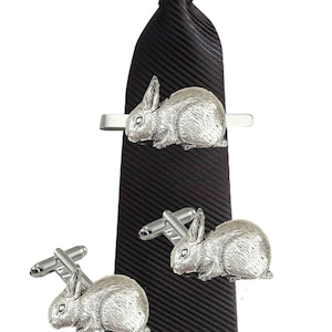 Bunny made from fine English pewter cuff link or tie slide or the set or stick pin code  codeppa15