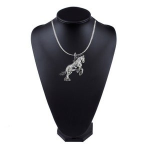 Shire Horse on a 18 inch platinum plated chain necklace jewellery  gift jewellery made from Fine English pewter code a37