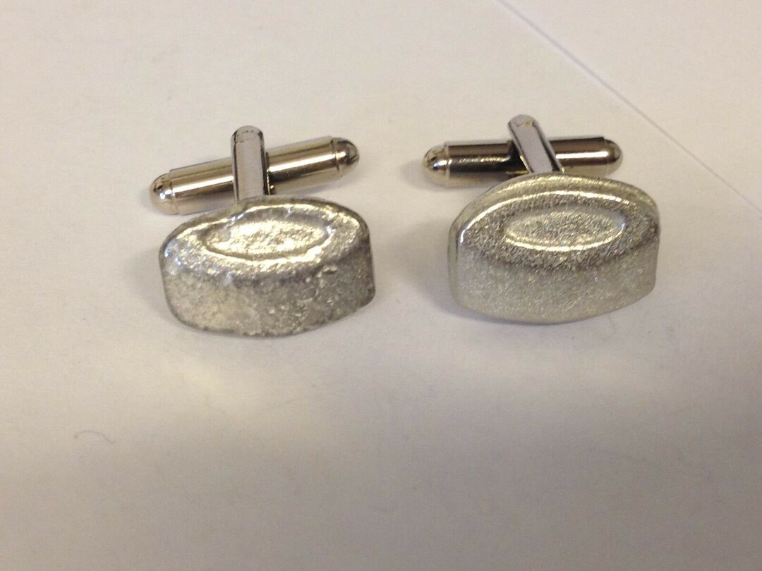 Hockey Puck Made From Fine English Pewter Cuff Link or Tie Slide or the