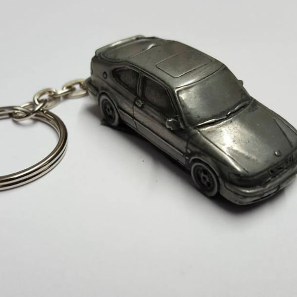 classic Sweden car sab 9.3 Circa 1998 3 Door Coupe  ref227 car keyring  or pin badge classic car