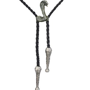 Pewter Snake  Necklace Western Cowboy Necktie Bola Bolo Tie codeww52 unisex line dancing cowboy Wild West cobra rattle