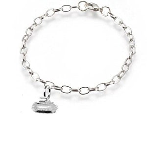 pp-g60 Curling stone Made From English Pewter on belcher link chain perfect as a anklet or bracelet gift jewellery