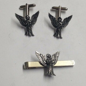 Flying Angel made from fine English pewter cuff link or tie slide or the set or stick pin codec17
