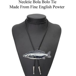 Pewter Leather Carp  Necklace Western Cowboy Necktie Bola Bolo Tie code F42 unisex line dancing cowboy Wild West fish