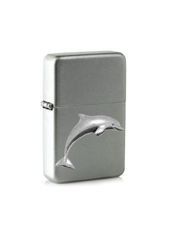 ppa04 Dolphin on a windproof Flip Top Petrol star brand Lighter Refillable  codef46 silver black red gold green colour choice