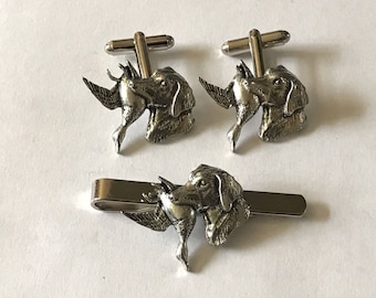 Labrador duck  made from fine English pewter cuff link or tie slide or the set or stick pin codea25