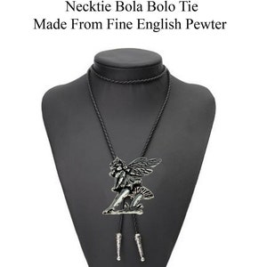Pewter Sitting Fairy Necklace Western Cowboy Necktie Bola Bolo Tie codec9 unisex line dancing cowboy Wild West