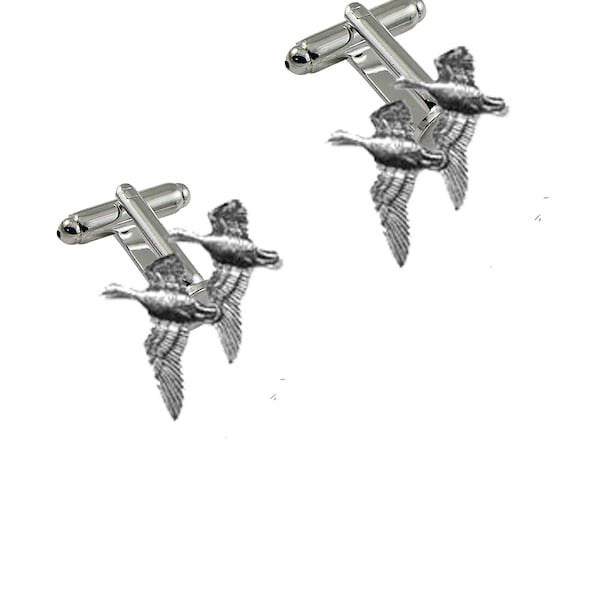 Geese  made from fine English pewter cuff link or tie slide or the set or stick pin code B26 bird birds