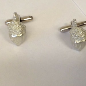 Acorn  made from fine English pewter cuff link or tie slide or the set or stick pin codeFT90