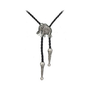 Pewter Woolly Mammoth Necklace Western Cowboy Necktie Bola Bolo Tie coder228 unisex line dancing cowboy Wild West