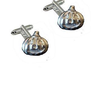 Pumpkin made from fine English pewter cuff link or tie slide or the set or stick pin codeFT105