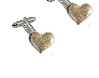 Heart  made from fine English pewter cuff link or tie slide or the set or stick pin codeFT20 love romance gift