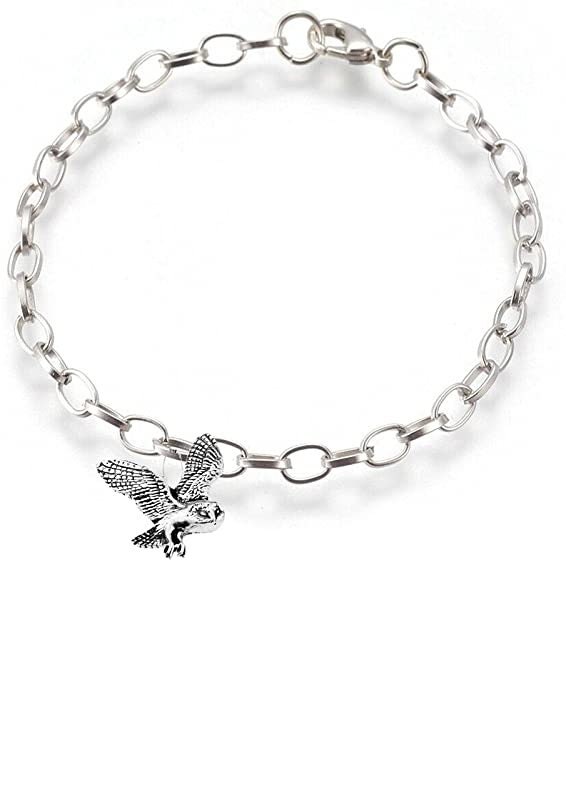 B19 Barn Owl   Made From English Pewter on belcher link chain perfect as a anklet or bracelet gift j