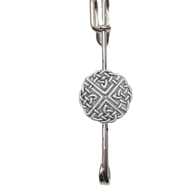 Large Celtic Knot  on a 3" 7.5cm Kilt Pin Scarf / Brooch with English Pewter Emblem or Stunning stick pin with  connector codeppg38