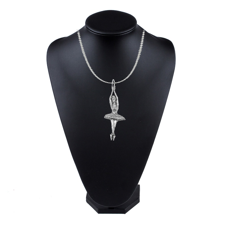 Ballerina on a 18 inch platinum plated chain necklace jewellery gift made from Fine English pewter ppg05