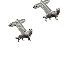 German Shepherd made from fine English pewter cuff link or tie slide or the set or stick pin code d2