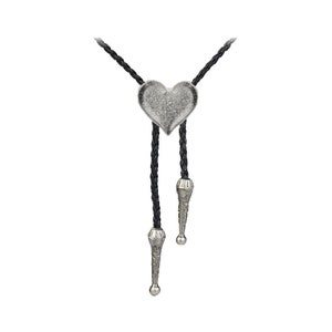 Pewter Heart  Necklace Western Cowboy Necktie Bola Bolo Tie codeFT20  unisex line dancing cowboy Wild West love romance