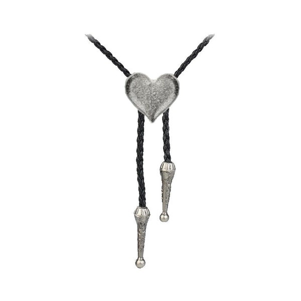 Pewter Heart Necklace Western Cowboy Necktie Bola Bolo Tie codeFT20 unisexe ligne danse cow-boy Wild West amour romance