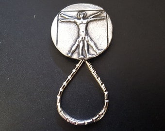 Fine English Pewter on a Brooch Drop Hoop Holder For Glasses / Pens Vitruvian  Welsh Dragon Yin & Yang Navy Sailor Churchill  Tommy Helmet