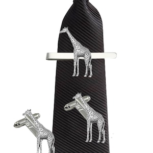 Giraffe made from fine English pewter cuff link or tie slide or the set or stick pin code  codeppa10