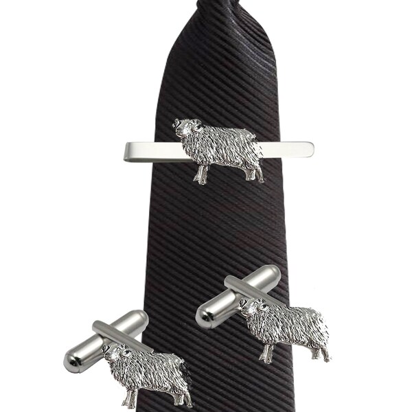 sheep made from fine English pewter cuff link or tie slide or the set or stick pin code  codeppa36